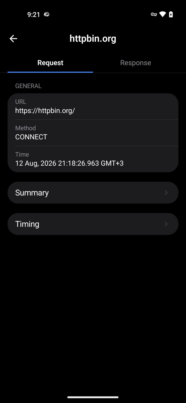 Busymate DevTools request detail view on Android